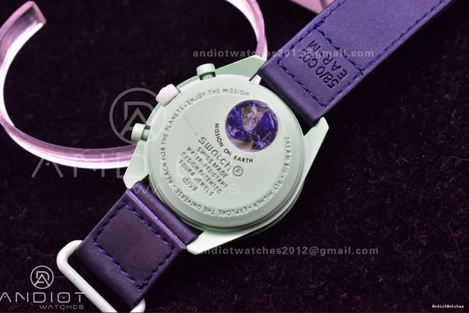 x on Bioceramic Moonwatch Nylon Quartz to Strap WeatherProof Earth Omega Swatch 1181 Mission 0821
